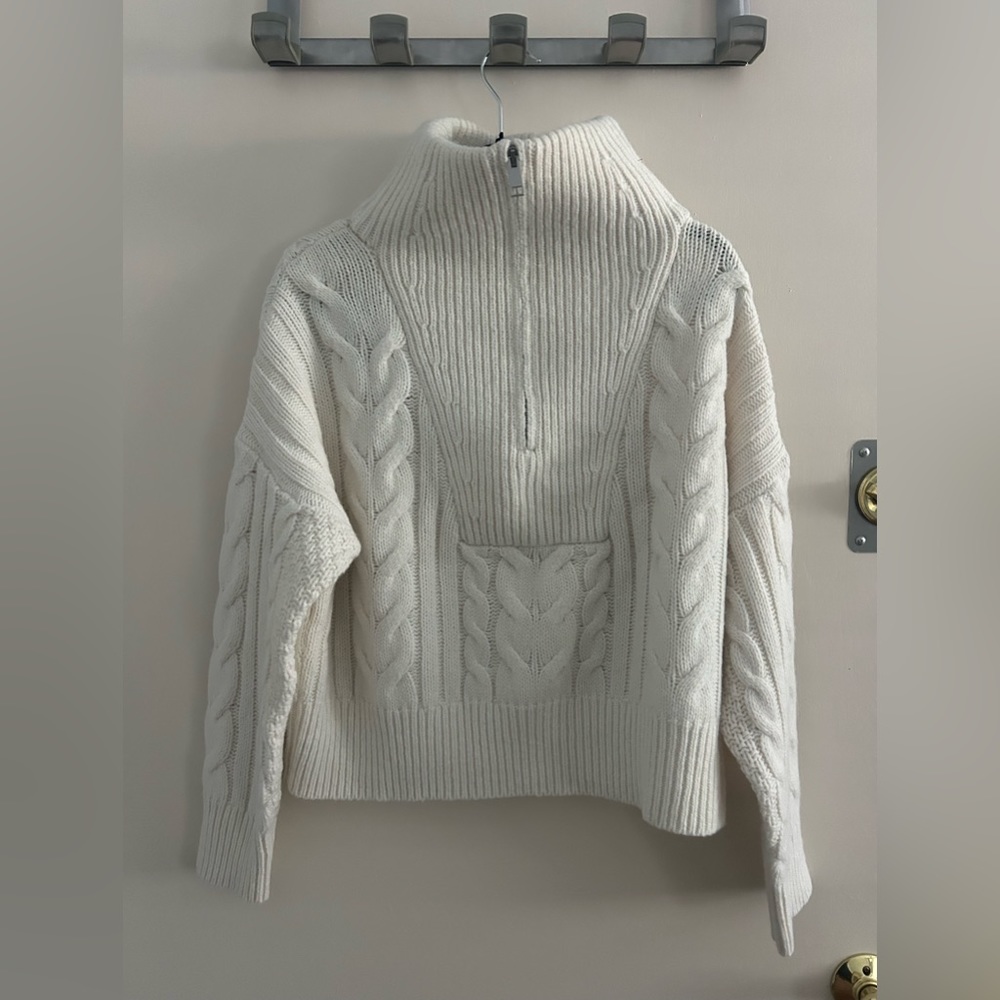 Banana Republic Cavo Half Zip Cable Knit Pullover Minimalist Sweater Size L